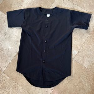 Solid Black Baseball Jersey for men and women